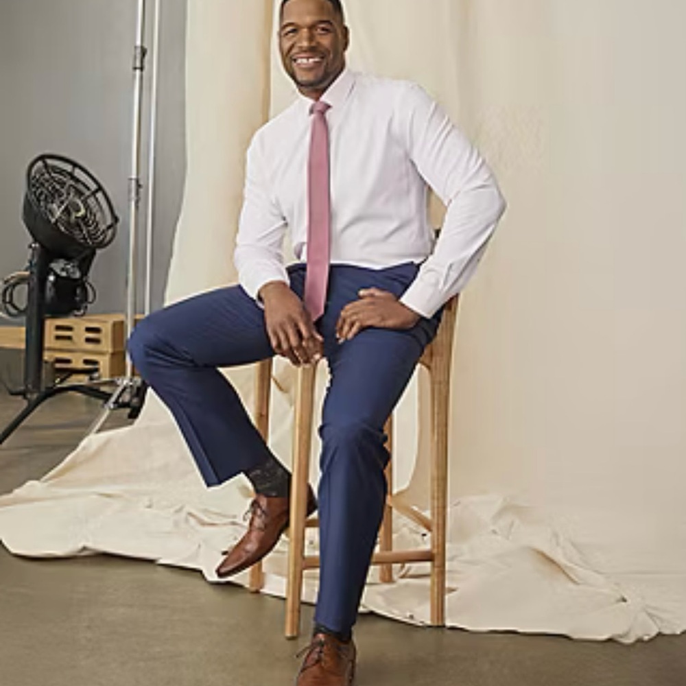 Men's Blue Pants Collection by Michael Strahan slim fit flat front 40/27